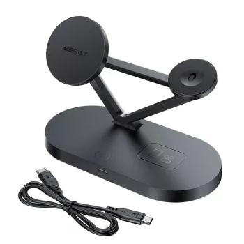 ACEFAST Caricabatterie wireless Qi 15W per iPhone compatibile MagSafe, supporto per Apple Watch e Apple AirPods Magnetico Nero