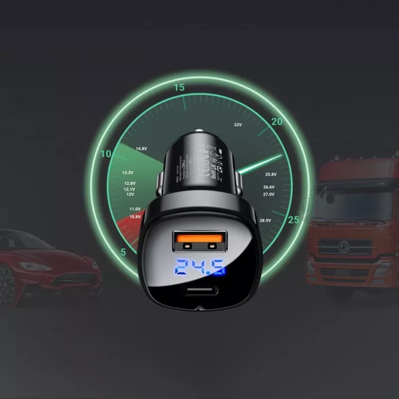 ACEFAST caricabatterie auto 66W USB Type-C / USB, PPS, Power Delivery, Quick Charge 4.0, AFC, FCP nero (B4 black)