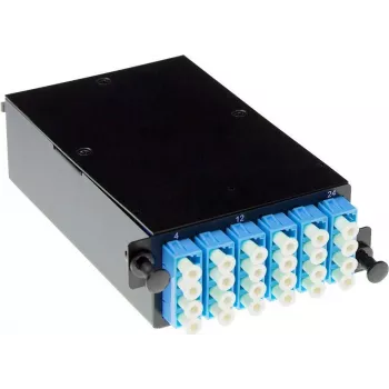 ACT FA2053 cassetta multimodale MTP/MPO su LC 12 fibre, polarità tipo B, case in metallo nero, montaggio rack 1U