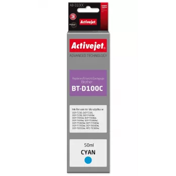 Activejet AB-D100C Cartuccia d'inchiostro compatibile ciano per stampanti Brother, sostituto di Brother BT-D100C, serie Supreme, 50 ml