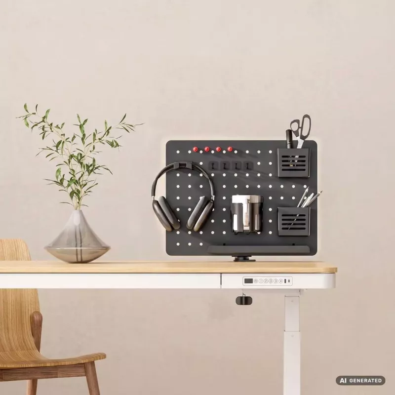 Activejet APB-002B Organizer da scrivania rotante con parete forata, nero opaco