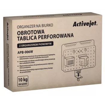 Activejet APB-006W Organizer da scrivania rotante con parete forata, grigio e bianco