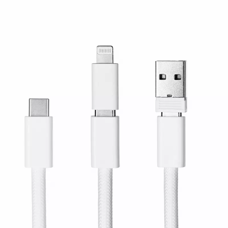 Activejet lanyard con cavo di ricarica 3-in-1, bianco