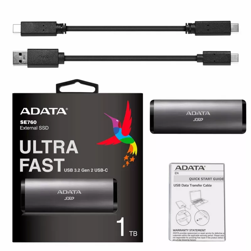 ADATA SE760 1 TB SSD esterno USB 3.2 Gen 2 Type-C grigio titanio