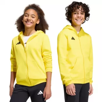 Felpa con cappuccio full zip per bambini adidas Entrada 26 gialla KH1777 164 cm