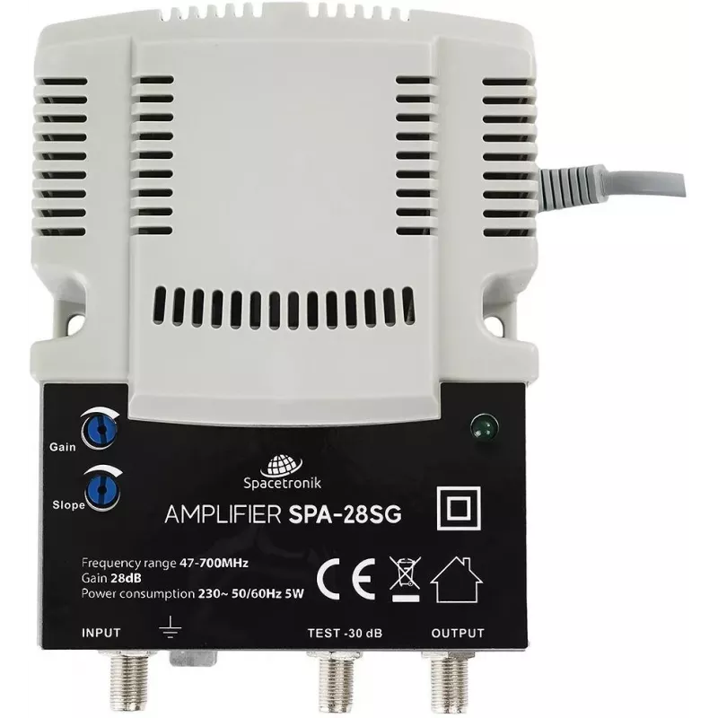 Amplificatore di segnale TV terrestre e via cavo regolabile Spacetronik SPA-28SG LTE II