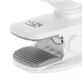 Adler AD 7335 Ventilatore da tavolo ricaricabile con clip, 6W, 12,7 cm, 3 velocità, oscillazione, bianco
