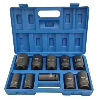 ADLER Set di bussole per avvitatore a impulsi 3/4 pollice 10 pezzi 22-41 mm Cr-Mo nero