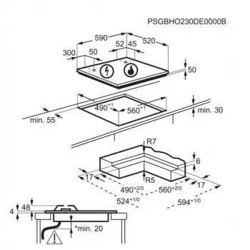 AEG piano cottura combinato a gas, 60 cm