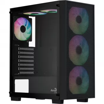 Aerocool B509A Flow-G-BK-v1 Case PC Mid Tower con alimentatore 650W, vetro temperato, nero