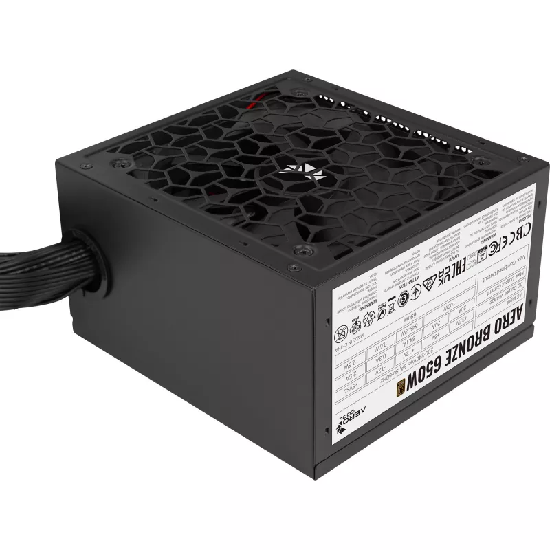 Aerocool B509A Flow-G-BK-v1 Case PC Mid Tower con alimentatore 650W, vetro temperato, nero