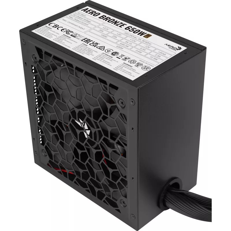 Aerocool B509A Flow-G-BK-v1 Case PC Mid Tower con alimentatore 650W, vetro temperato, nero