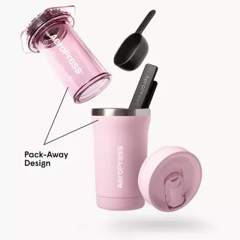 AeroPress Go Plus Macchina per il caffè con tazza termica rosa 475 ml