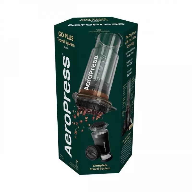 AeroPress Go Plus caffettiera da viaggio con tazza termica - nero