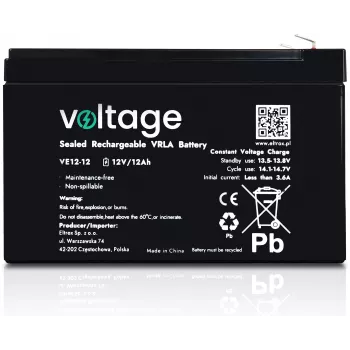 Batteria AGM Voltage 12V 12Ah VE12-12 (durata 6-9 anni)
