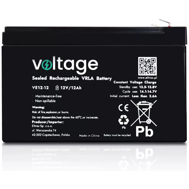 Batteria AGM Voltage 12V 12Ah VE12-12 (durata 6-9 anni)