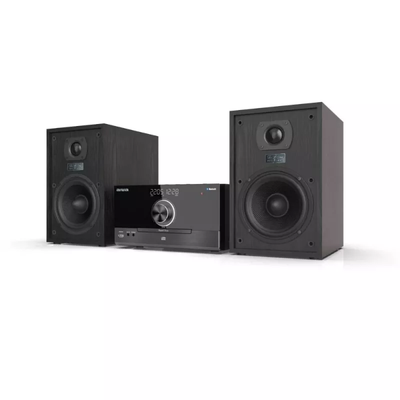 Aiwa MSBTU-600 sistema micro Hi-Fi 50W con Bluetooth, lettore CD, radio FM, USB, ingresso Aux, display LED, telecomando, nero