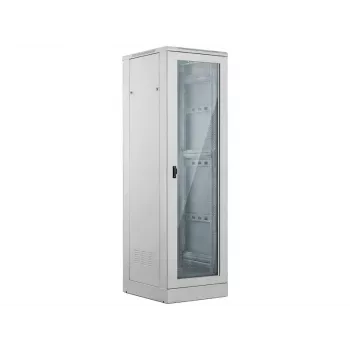 ALANTEC Armadio rack server 24U 600x600mm, grigio, porta anteriore in vetro, porta posteriore in metallo massiccio, con serratura, 4 guide di montaggio, base inclusa, montaggio fai da te