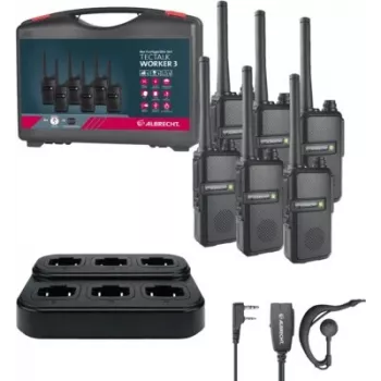 Set di walkie-talkie Albrecht Tectalk Worker 3 PMR446 – 6 radio con valigetta per attrezzi