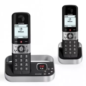 ALCATEL 8517110010 Telefono cordless DECT con 2 portatili, nero - display 1,5 pollici, identificazione chiamante, interfono, ECO DECT