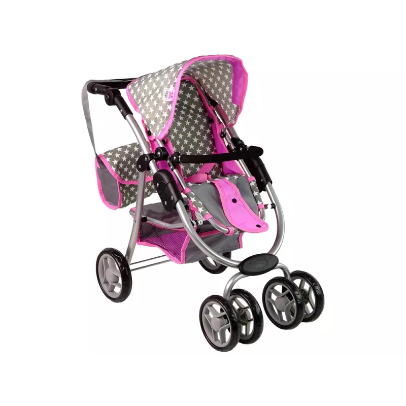 ALICE passeggino per bambola 2-in-1 con sacca navicella rosa stelle