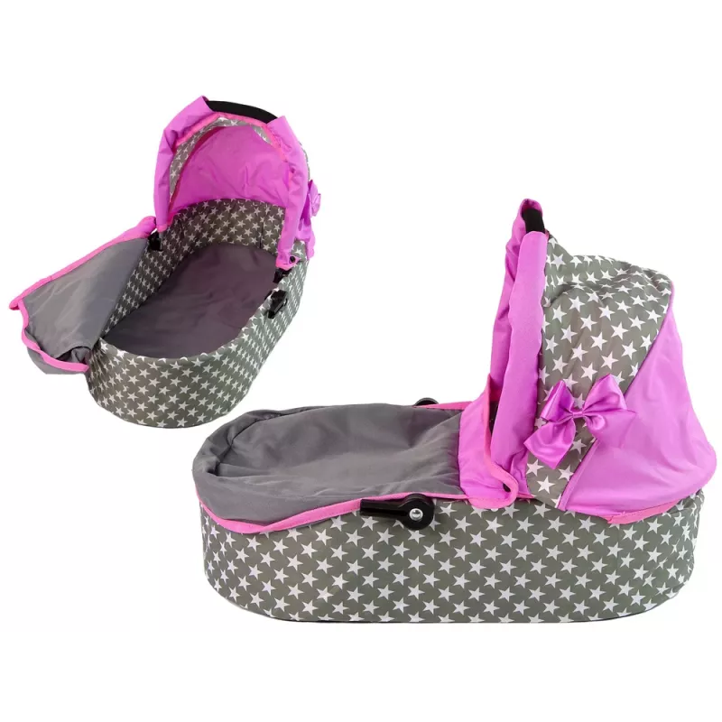 ALICE passeggino per bambola 2-in-1 con sacca navicella rosa stelle