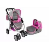 ALICE passeggino per bambola 2-in-1 con sacca navicella rosa stelle