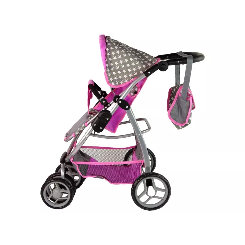 ALICE passeggino per bambola 2-in-1 con sacca navicella rosa stelle