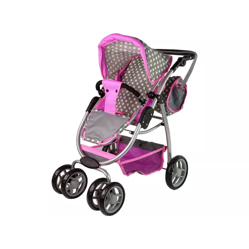 ALICE passeggino per bambola 2-in-1 con sacca navicella rosa stelle