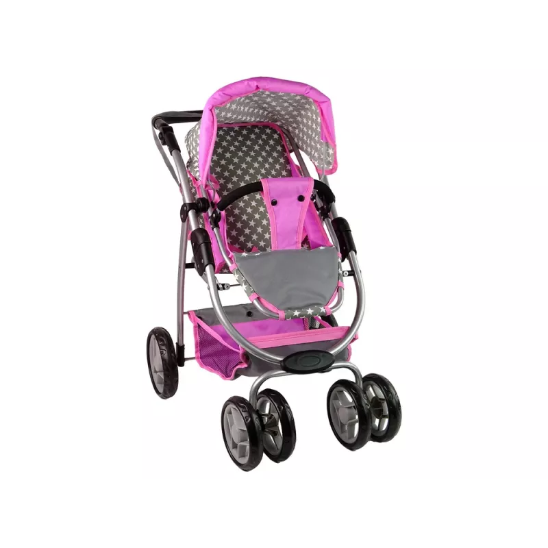 ALICE passeggino per bambola 2-in-1 con sacca navicella rosa stelle