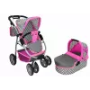 ALICE passeggino per bambola 2-in-1 con sacca navicella rosa stelle