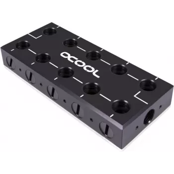 Alphacool ES Distro Plate Parallel C5 (13024), 22x G1/4, Nero