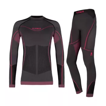 Alpinus Tactical Mora Set intimo termoattivo bambina Grafite-Rosa 136-152