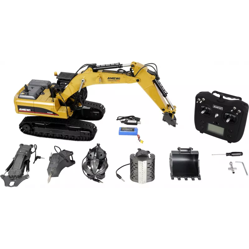 Amewi G705E escavatore in metallo 1:14 RTR giallo 14+