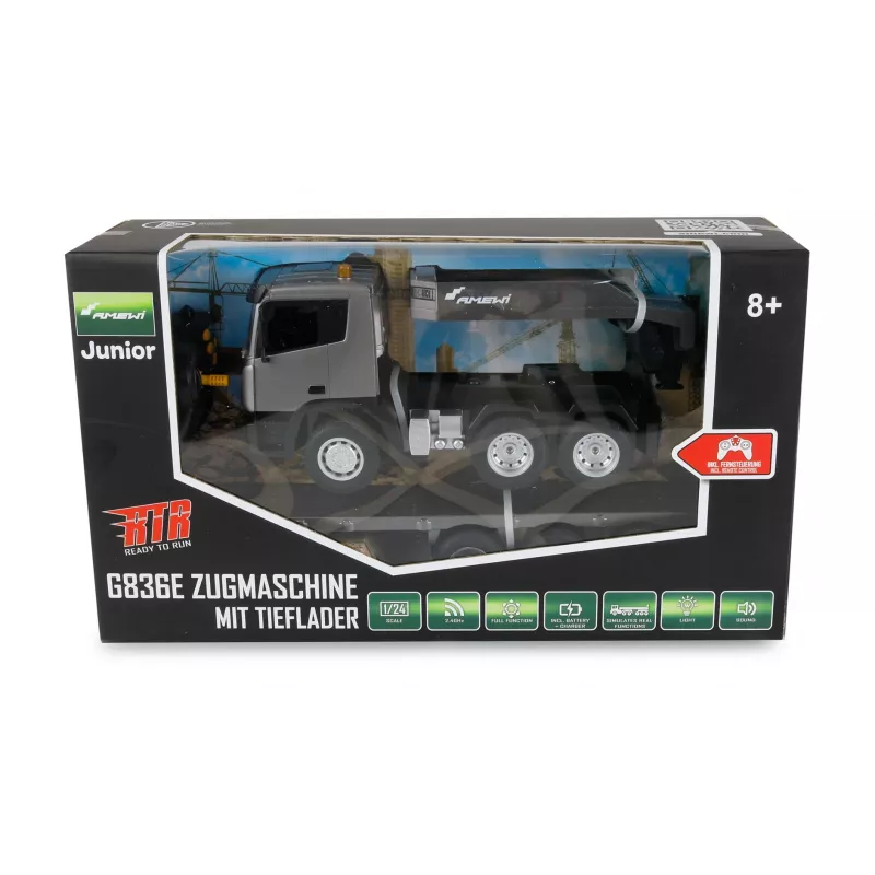 AMEWI RC trattore da cantiere con rimorchio 1:24 RTR