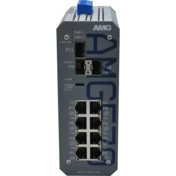AMG switch industrial managed, 8x 10/100 Mbps, guida DIN, alimentazione ridondante
