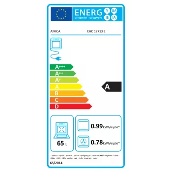 Amica EHC12713E set forno da incasso con piano cottura in vetroceramica, 65 litri, 8 funzioni, classe energetica A, acciaio inox