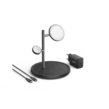 Anker MagGo B25M3312 Stazione di ricarica Qi2 3-in-1, 15 W per smartphone, nero