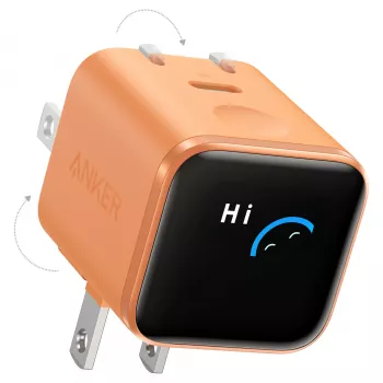 Anker Nano Charger 45W GaN caricabatterie USB-C con ActiveShield 5.0, sensore touch, SmartDisplay, riconoscimento iPhone, arancione