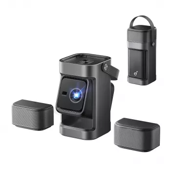 Anker Nebula P1 proiettore portatile con altoparlanti rimovibili, Full HD 1080p, 650 ANSI lumen, suono surround 2.0 20W, Android TV 11, grigio