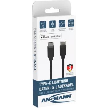 ANSMANN 1700-0107 cavo Lightning su USB-A 2 m nero certificato MFi