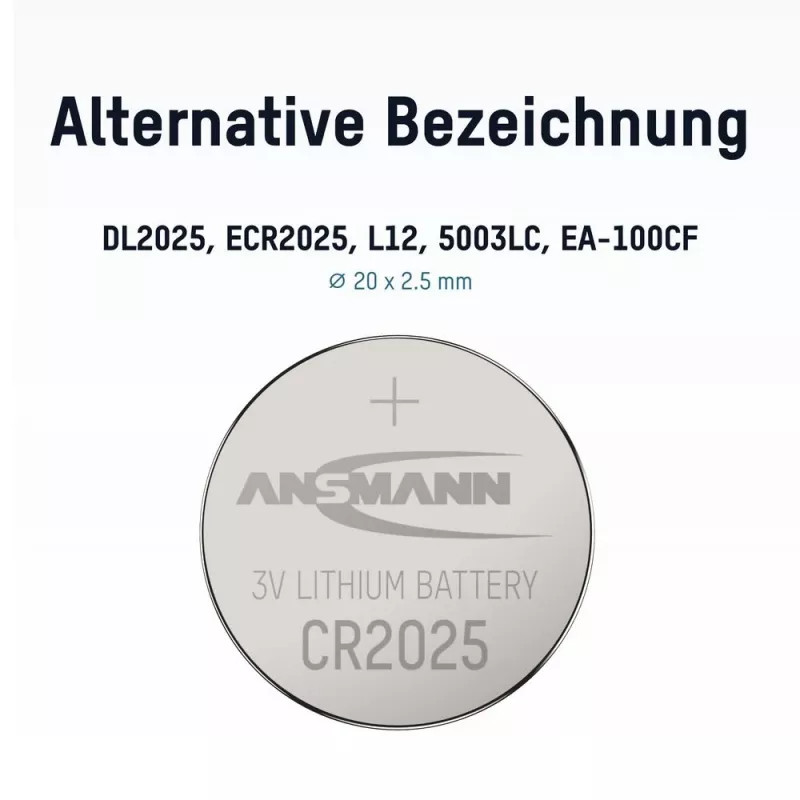 ANSMANN CR2025 Batteria a bottone al litio, 3V, 160mAh, blister da 1