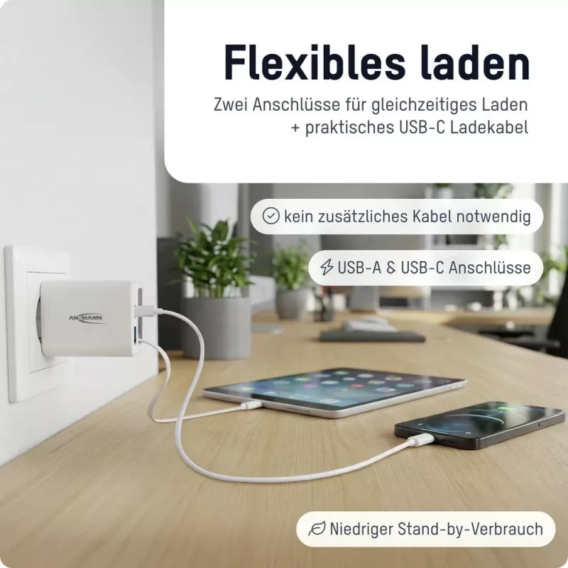 ANSMANN caricabatterie USB 230PD 30W bianco