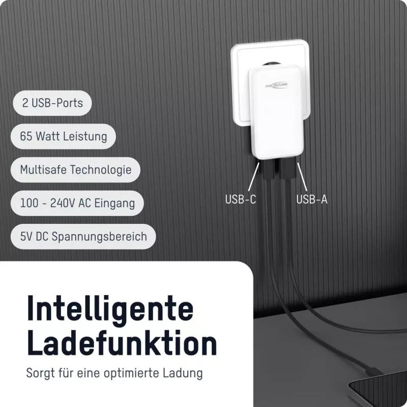 ANSMANN caricabatterie USB 265PD 65W