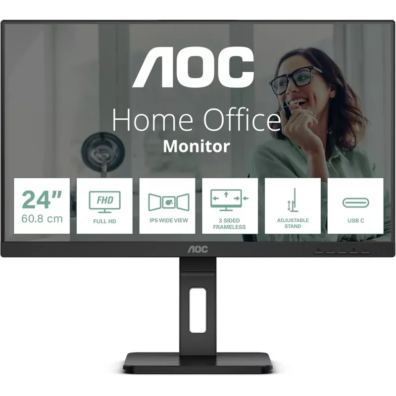 AOC 24P3CV 24 pollici IPS monitor, 1920x1080, USB-C, HDMI, DP, VESA (ricondizionato)
