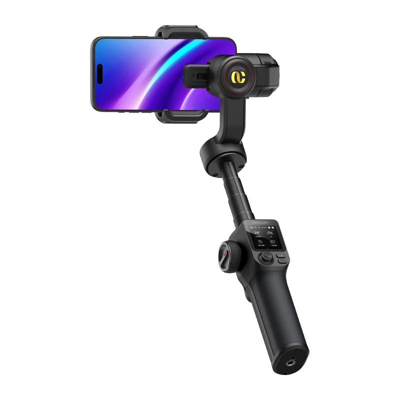 AOCHUAN S3 gimbal per smartphone con AI tracking, touchscreen LED, luce e powerbank