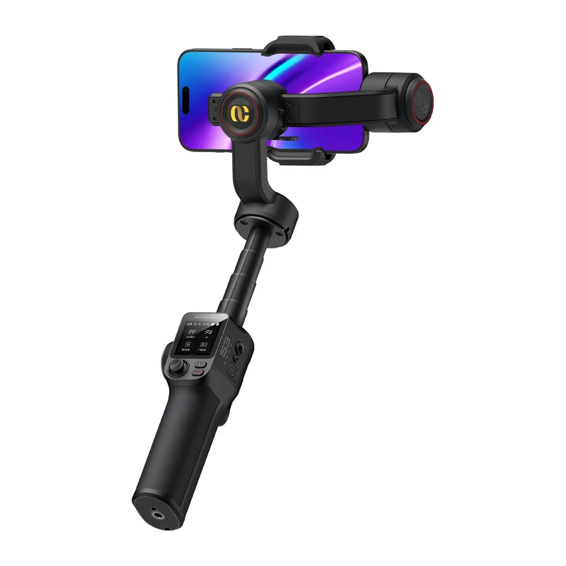 AOCHUAN S3 gimbal per smartphone con AI tracking, touchscreen LED, luce e powerbank