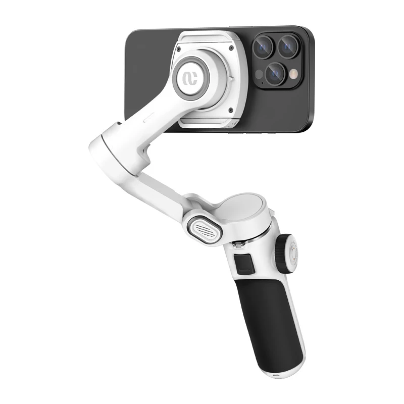 AOCHUAN Smart P2 stabilizzatore gimbal a 3 assi con sensore AI, MagSafe, LED, bianco