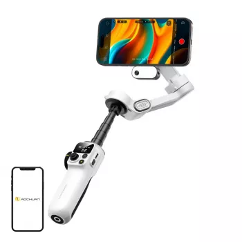 AOCHUAN Smart P2 stabilizzatore gimbal a 3 assi con sensore AI, MagSafe, LED, bianco