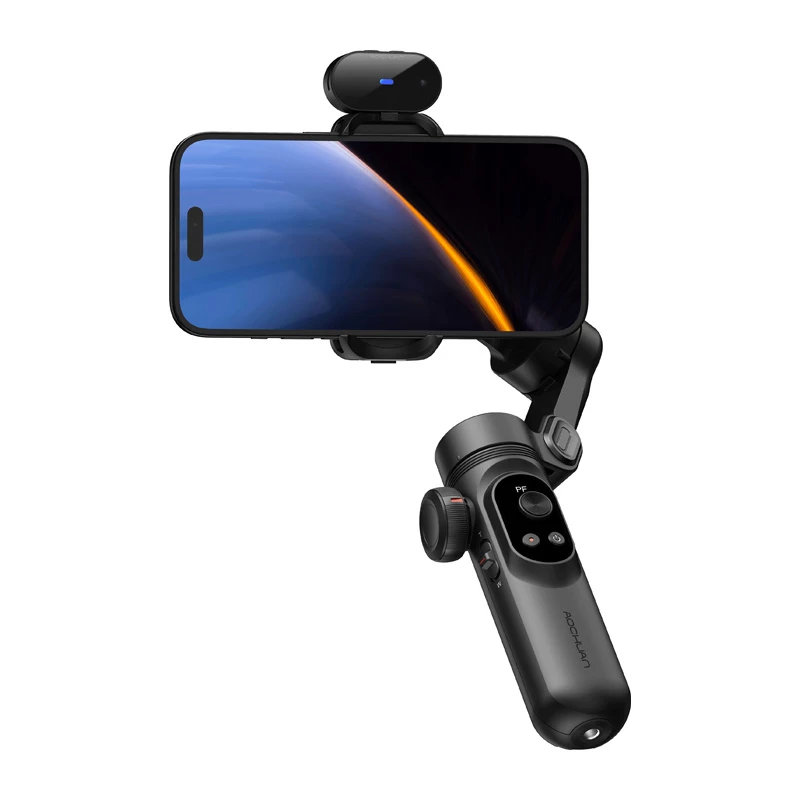 AOCHUAN Smart X Pro stabilizzatore gimbal a 3 assi con AI tracking e controllo gestuale per smartphone, nero